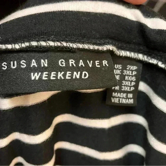 Susan Graver Weekend 2X Maxi Skirt  Black Striped Casual Resortwear Stretchy - Picture 2 of 4